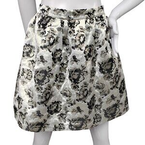 Forever 21 A Line Skirt Silver and Black Roses Embossed Size Medium Preowned